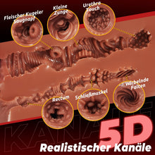 Laden Sie das Bild in den Galerie-Viewer, Realistischer Masturbator Taschenmuschi Silikon Masturbieren Sex Spielzeug mit 5D Klitoris Doppelkanal Masturbator Groß für Mann 2 in 1 Anal Erotik Sexspielzeug für die Männer solo