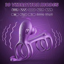 Laden Sie das Bild in den Galerie-Viewer, Sex Spielzeug Für Die Paare Penisring Mit Doppel Motor 10 Vibrationsmodi Cockring Für Penis Und Klitoris Stimulation Verzögerte Ejakulation Und Penis Training