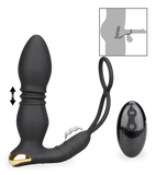 Analplug mit Stoßfunktion, Vibration und Cockringen Luck