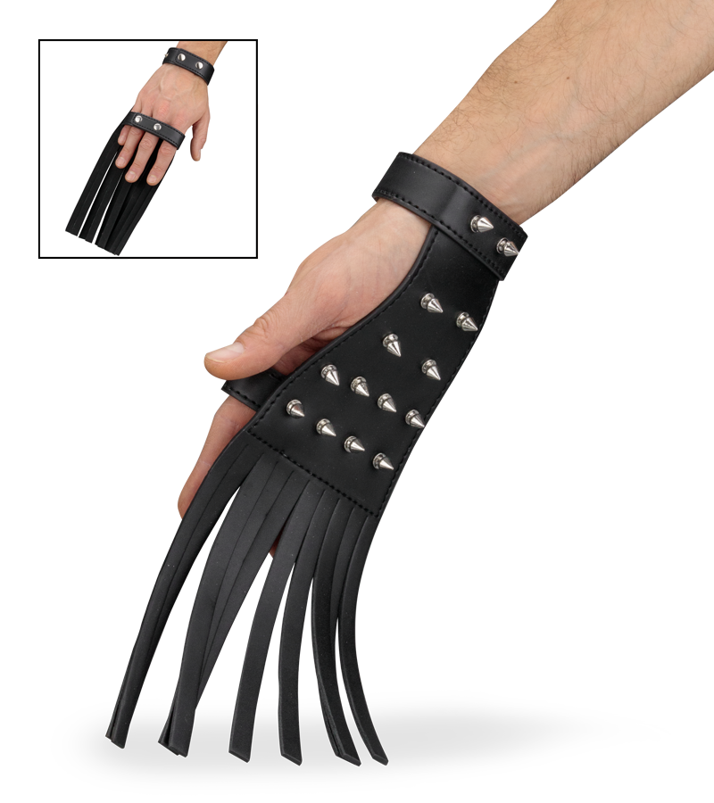 Riemen-Handschuh aus Kunstleder mit Stacheln