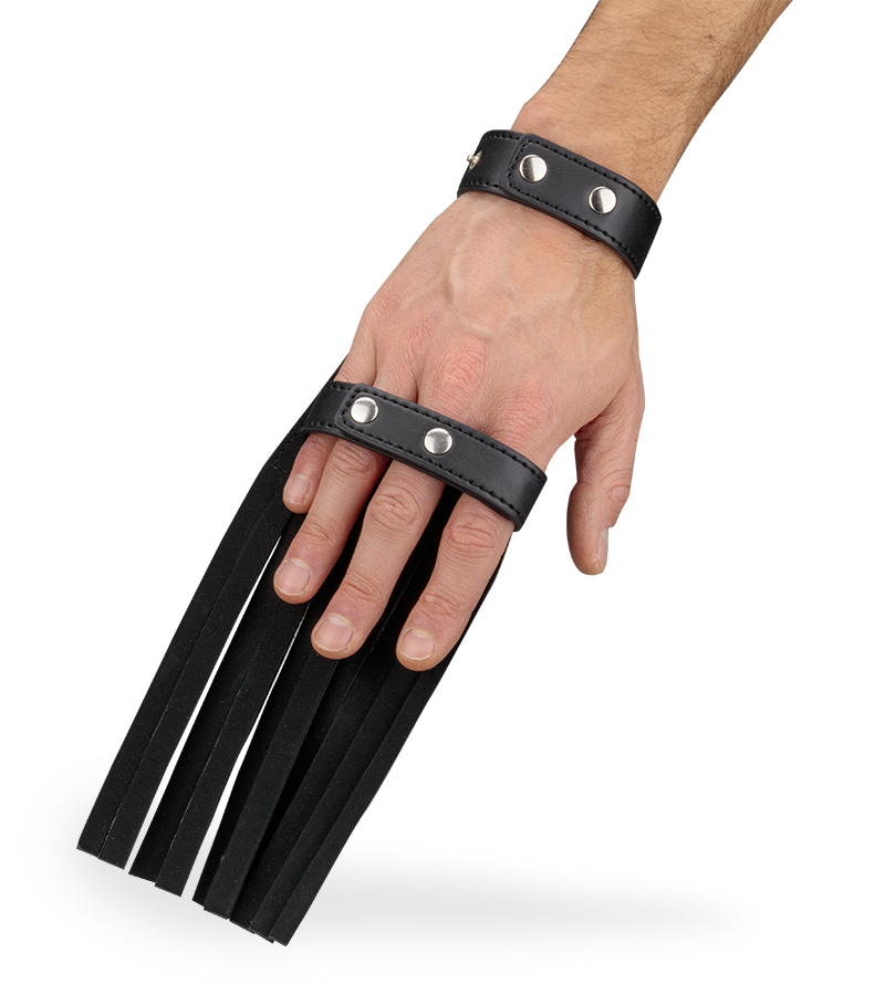 Riemen-Handschuh aus Kunstleder mit Stacheln